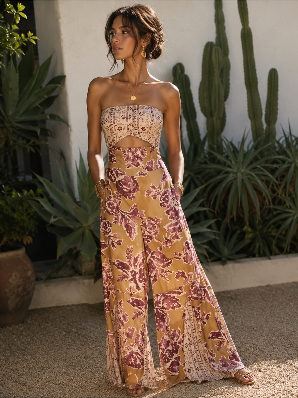 Free People | Juliet Strapless Jumpsuit with Cut Outs - Size XS
